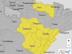 Aviso amarillo por lluvias en varias zonas de las 3 provincias